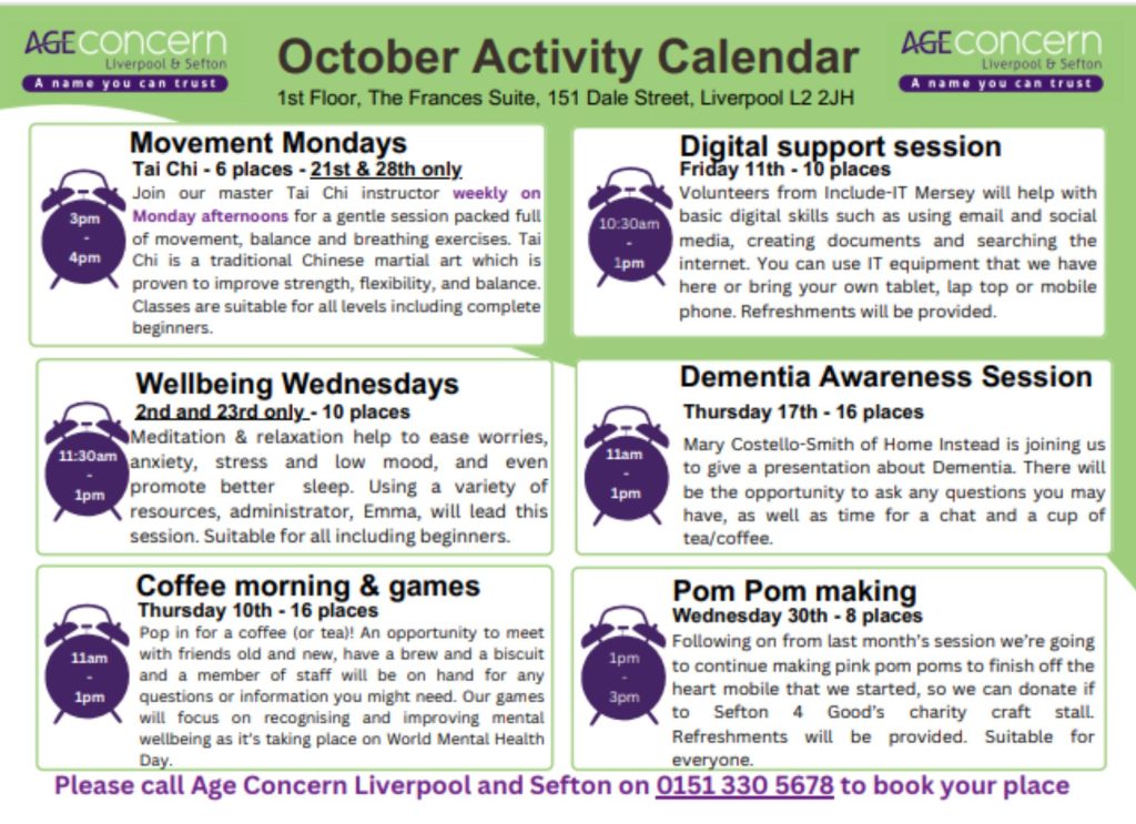 Activity Programme – Age Concern Liverpool & Sefton